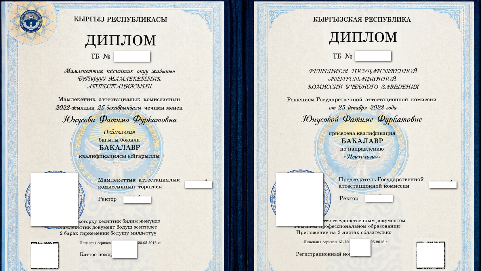 Диплом бакалавра по направлению психология